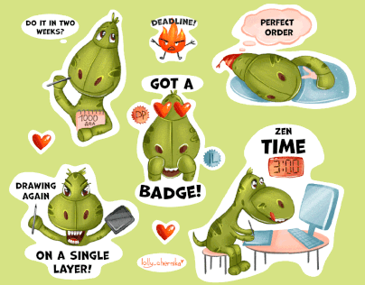 Dino-illustrator freelance. Stickerpack