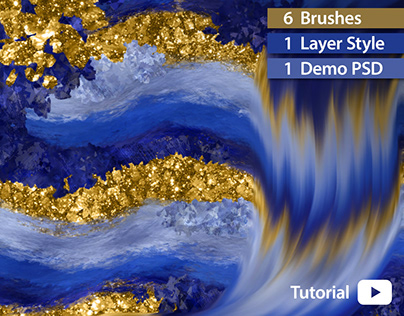 Luxe Abstract Sapphire & Gold Wave Design Tutorial