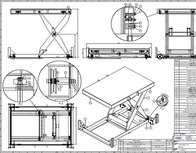 Technical Drawing of a Heavy-Duty lifting table