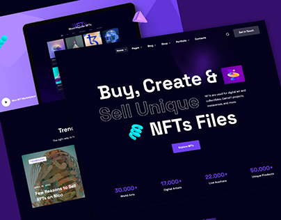 Buy, Create & Sell NFTs Landing page design