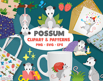 Possum Bundle - Clipart & Patterns