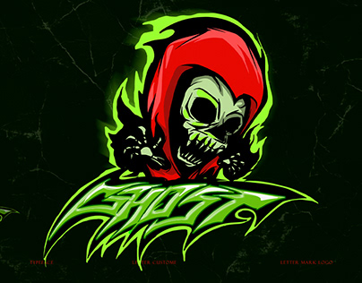 GHOST MASCOT WITH LETTERING CUSTOME AND EFFECT