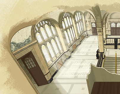 Oxford Town Hall interior illustration