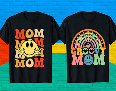 Groovy Mom Typography T-Shirt Design Bundle