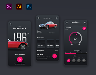 Complete 3D Car Application UI Kit Dark Mode 2020