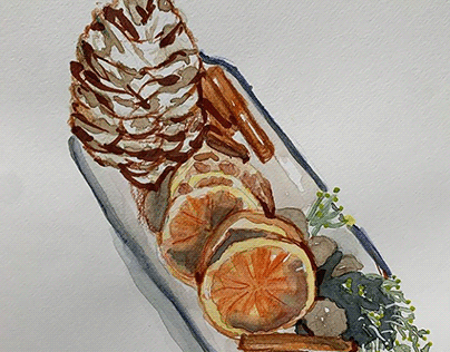 Dried Oranges Watercolor