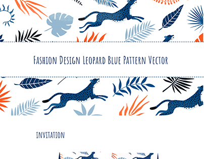 Fashion Design Leopard Blue Pattern Vector