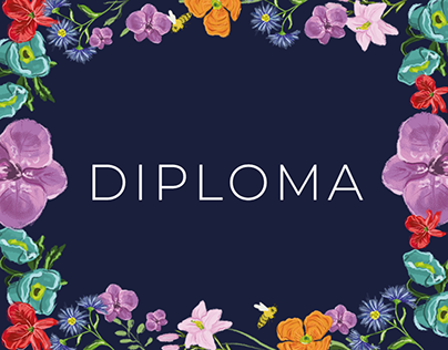 Floral illustrated diplomas