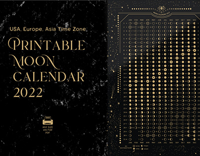 Printable 2022 Moon phases calendar