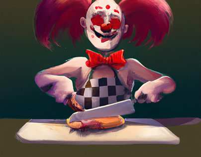 Scaring Clown Preparing Meal