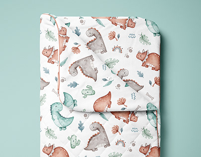 Jurassic Tales: Playful Dino-Themed Textile Pattern