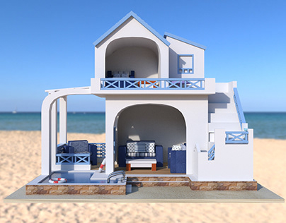 Modelado 3d casa de playa