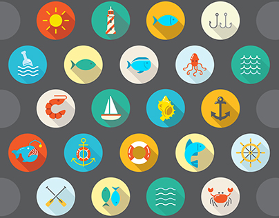 Awesome 22 Flat Vector Sea Icons