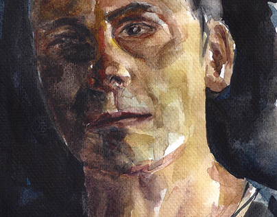 "Sean". Portrait Watercolor (6'x9')