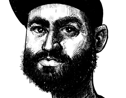 digital Ink Illustration of the Rapper Waseem