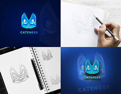 Catenger Modern Gradient Logo With Paper Sketch