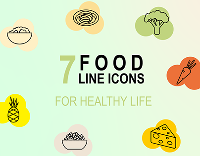 7 food line icons
