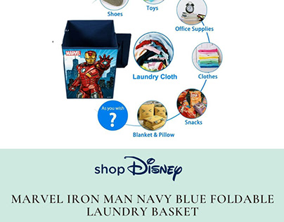 Marvel Iron Man Navy Blue Foldable Laundry Basket