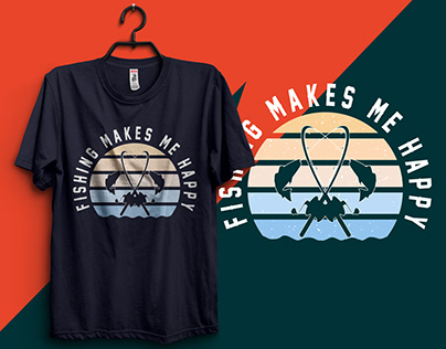 Fishing vintage t-shirt design. Free t-shirt mockup