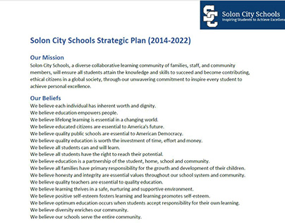 Strategic Planning Facilitation - Solon City Schools