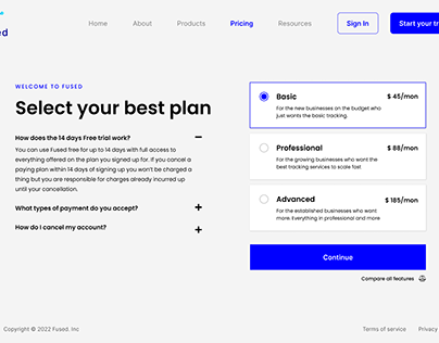 PRICING PAGE AND CHECK OUT FLOWS