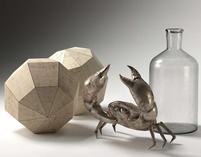 Crab globe and bottle 3D model