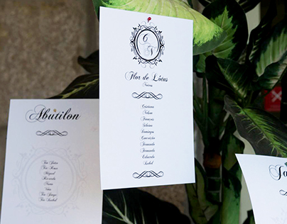 Design for Weddings // List of tables and table tags
