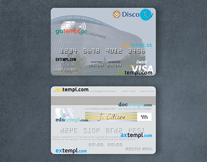 South Africa Discovery Limited visa card template
