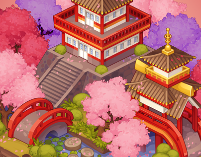 Japanese garden set for "Treasure Hunter" game