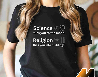 Science Flies You To The Moon Religion Flies T-shirt