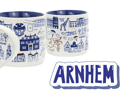 Hand drawn doodle icons for Arnhem city mug