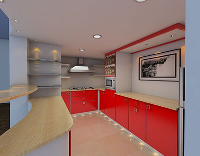 Red Bar & Kitchenette - Interior Design - Islamabad