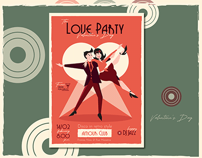 Poster party in retro style