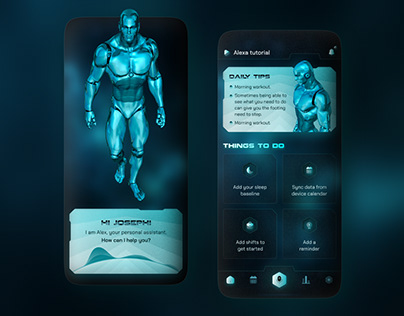 Futuristic sci-fi voice assistant mobile app design