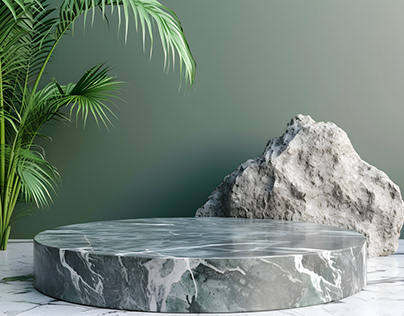 luxury tropical rock grey marble padium green bg