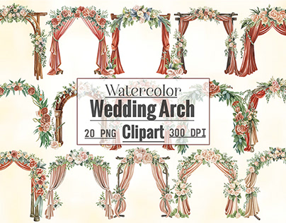 Watercolor Wedding Arch Clipart