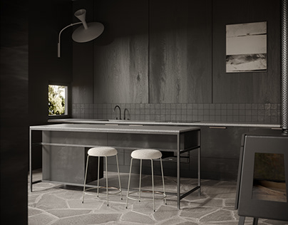 Interior visualization | dark kitchen