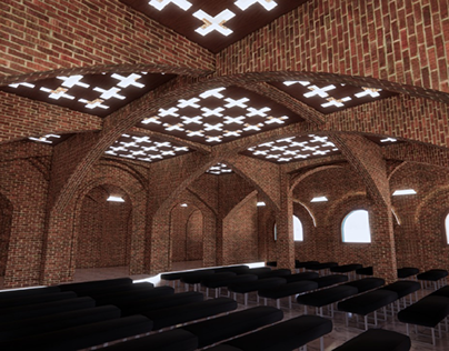 Masonry coptic church with modern ceiling