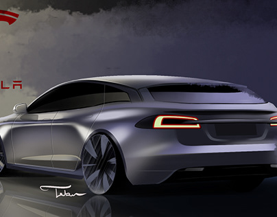 Tesla Model S Station Wagon Concept - Photoshop Render