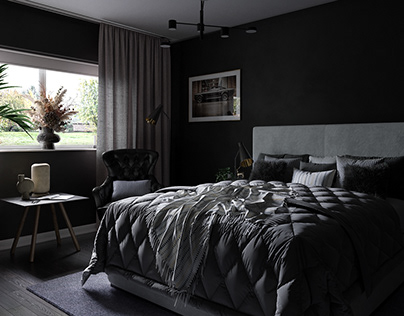 Living room in dark colors
