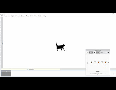 Cat walking artboard of fontlab studio - variable font