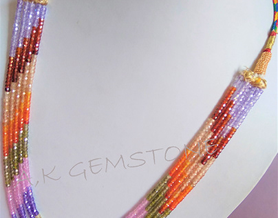 Purpel Multi Cubic Zirconia Gemstone Beads Necklace