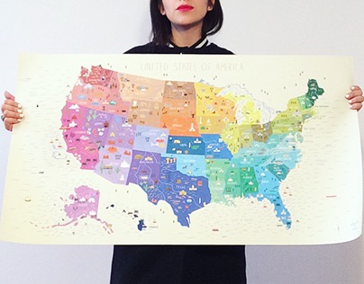 Illustrated Map of The United States.