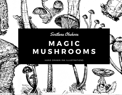 Collection of pen&ink illustrations "Magic Mushrooms"
