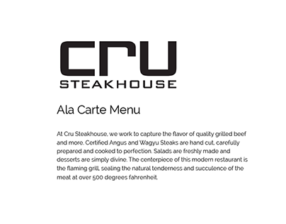 CRU Steakhouse Menu