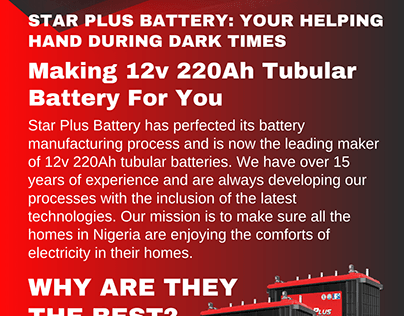 12V 220AH Tubular Battery in Nigeria