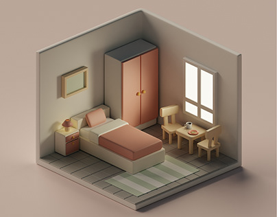 Cozy 3D Isometric Bedroom | Blender