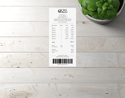 Papereria tiquet de compra -Projecte OCTO decor-