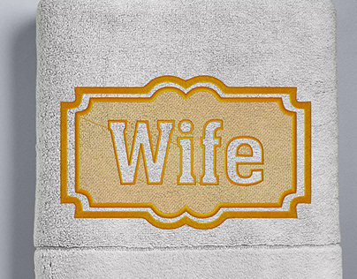 embossed embroidery wife lettering