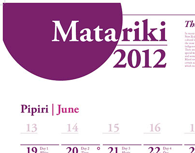 Matariki Calendar - Typography, University.